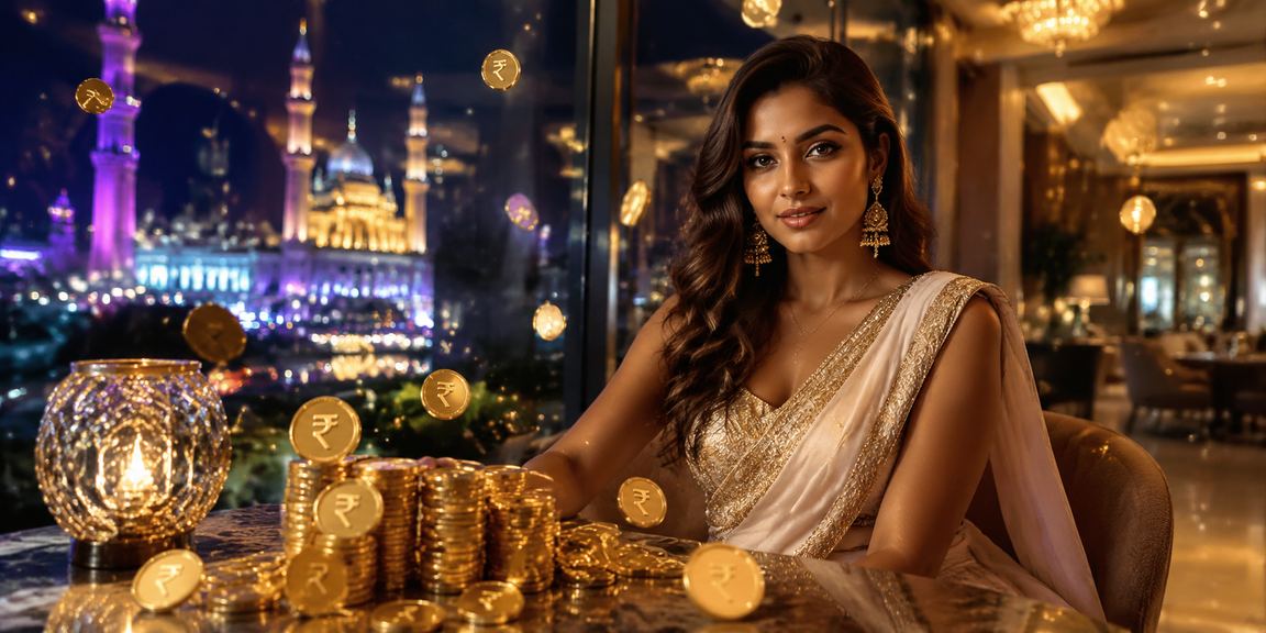 Indian woman enjoying online betting on a mobile device